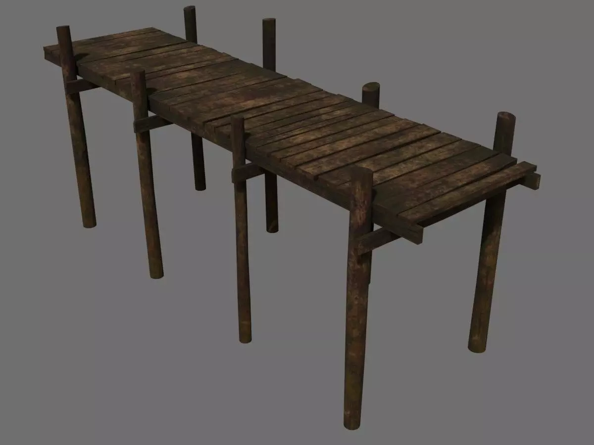 Medieval Wooden Old Dock Low-poly 3D model_0
