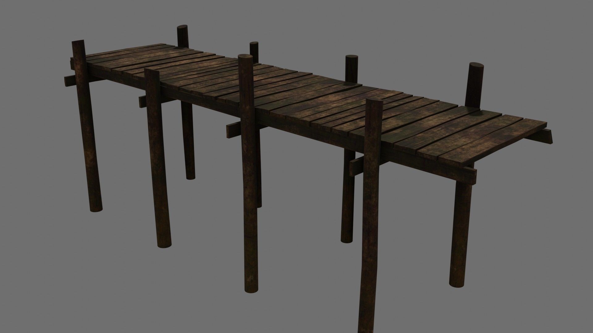 Medieval Wooden Old Dock Low-poly 3D model_4