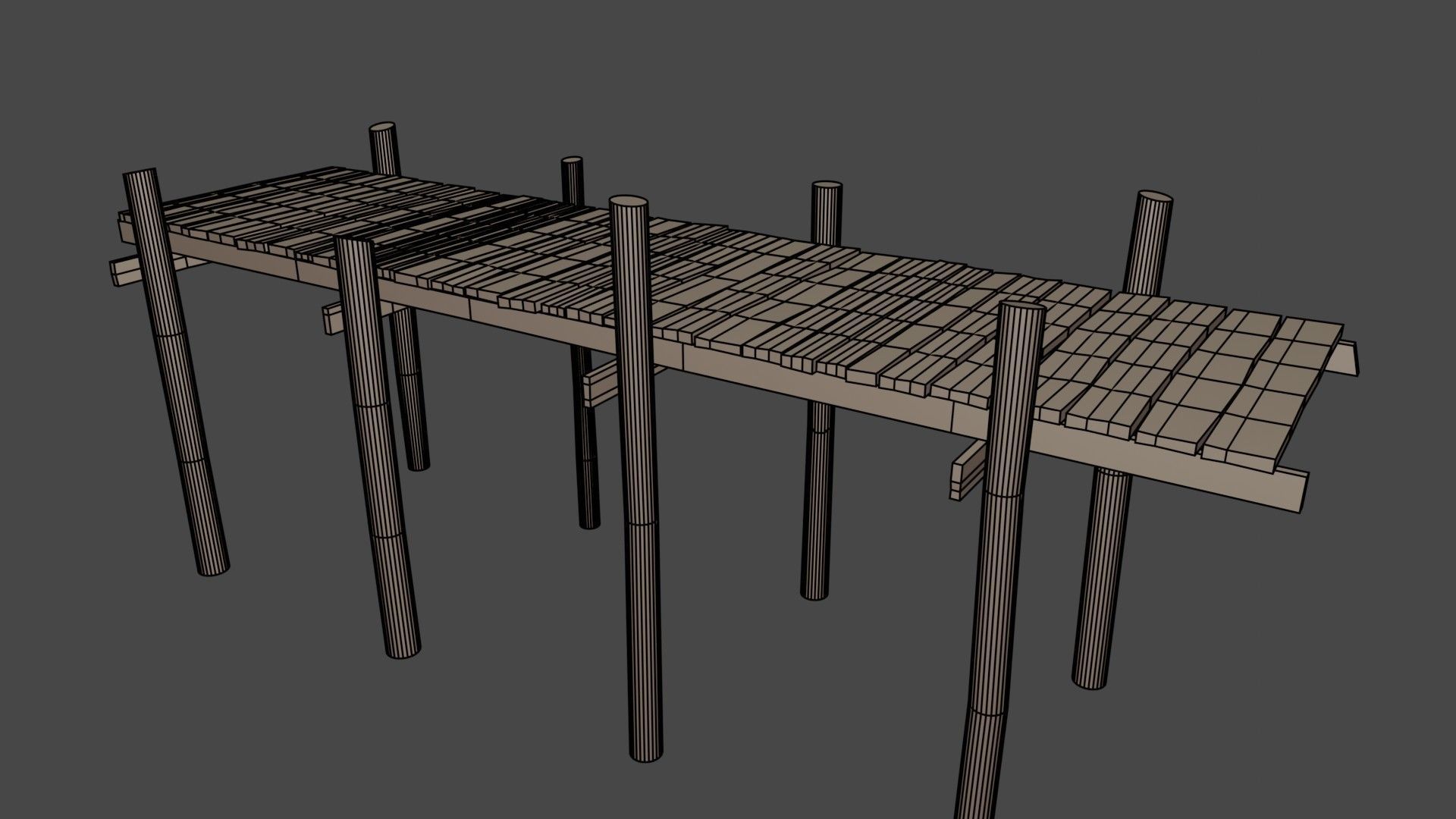 Medieval Wooden Old Dock Low-poly 3D model_10