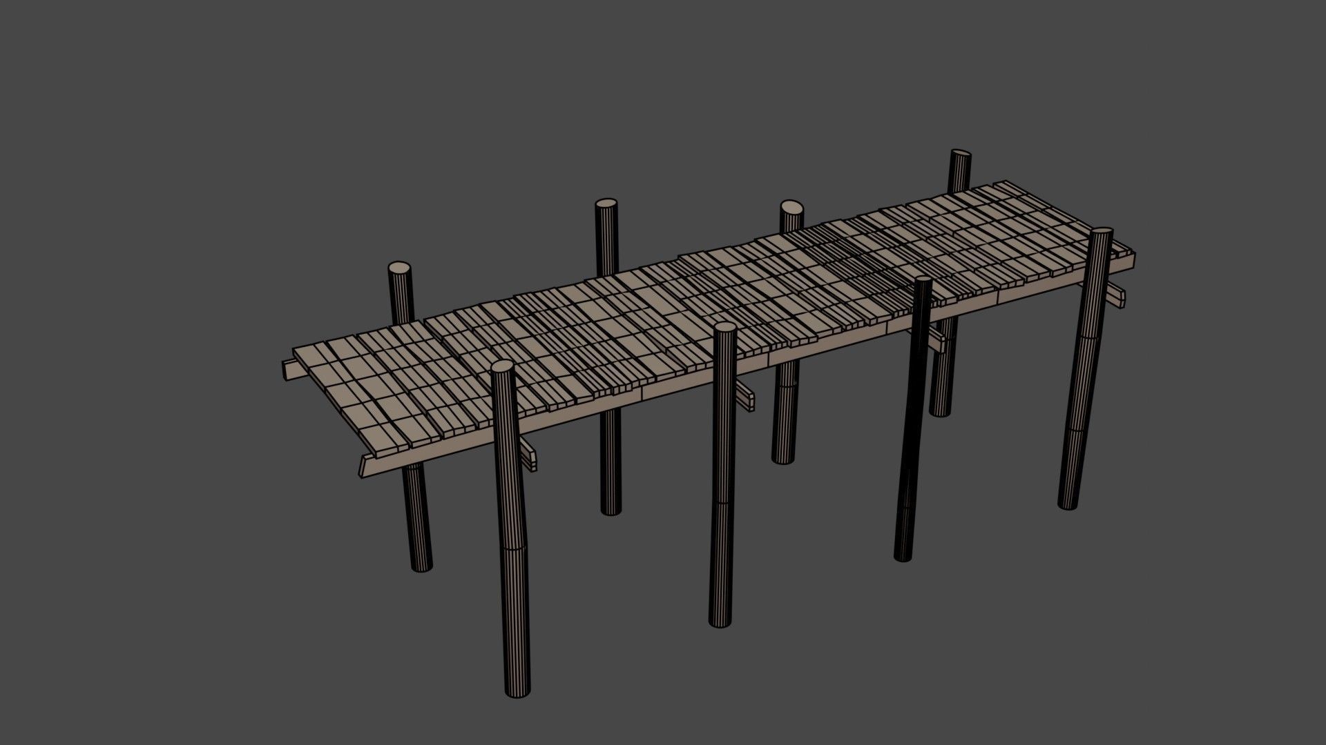 Medieval Wooden Old Dock Low-poly 3D model_12