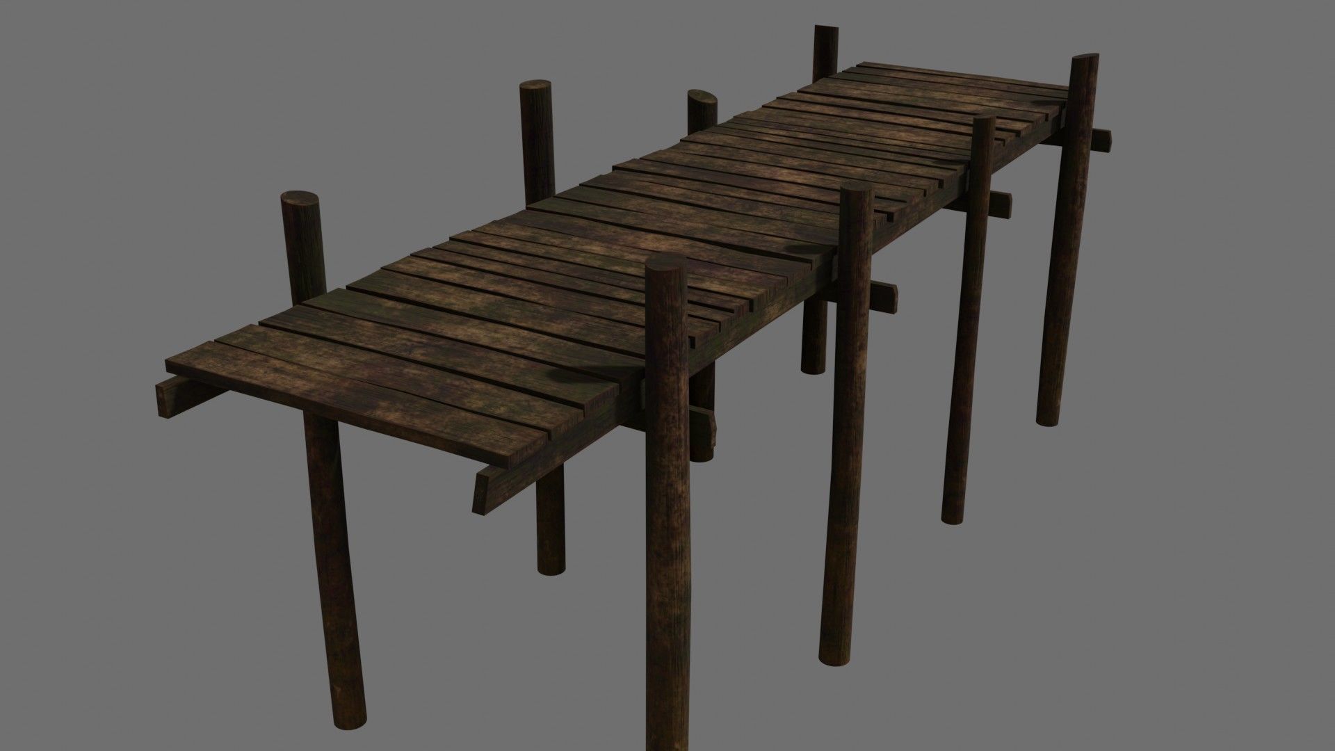 Medieval Wooden Old Dock Low-poly 3D model_3