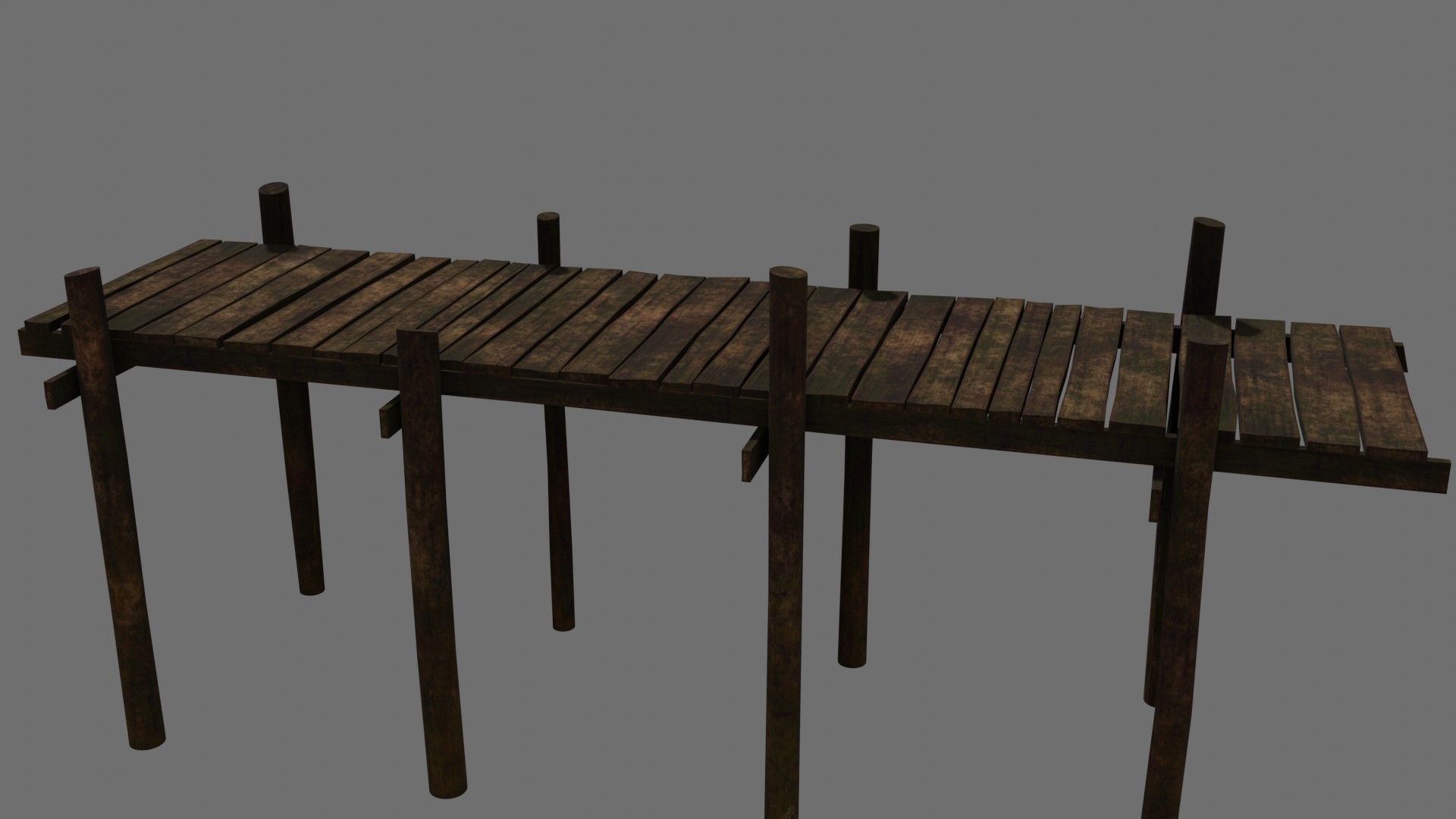 Medieval Wooden Old Dock Low-poly 3D model_5