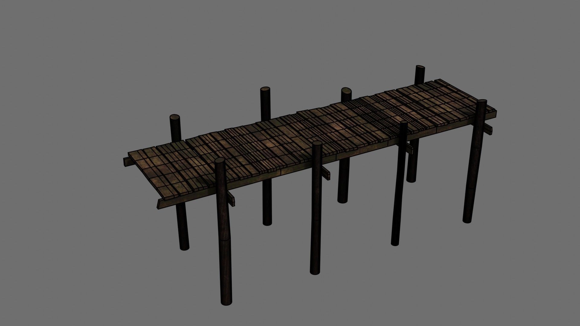 Medieval Wooden Old Dock Low-poly 3D model_13