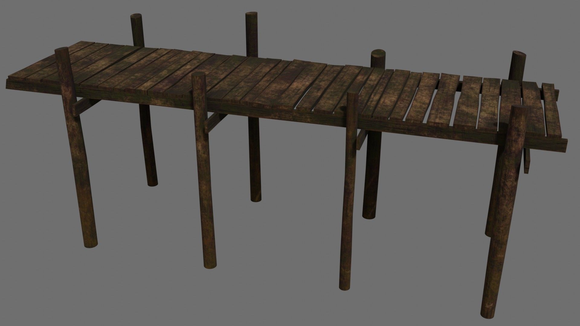 Medieval Wooden Old Dock Low-poly 3D model_1
