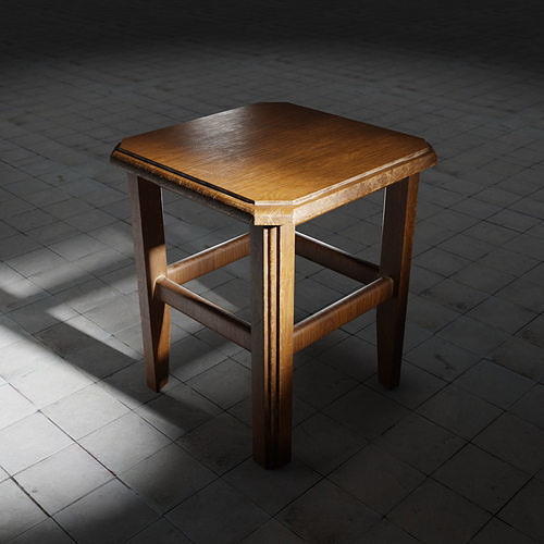 Old stool Low-poly 3D model