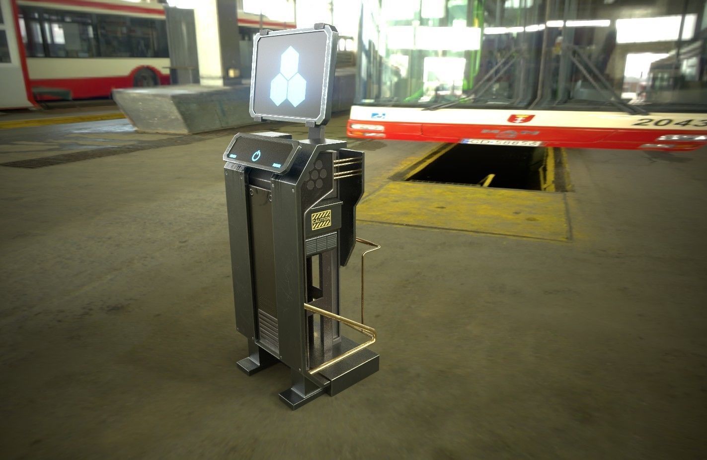 Sci-fi Terminal Low-poly 3D model_5