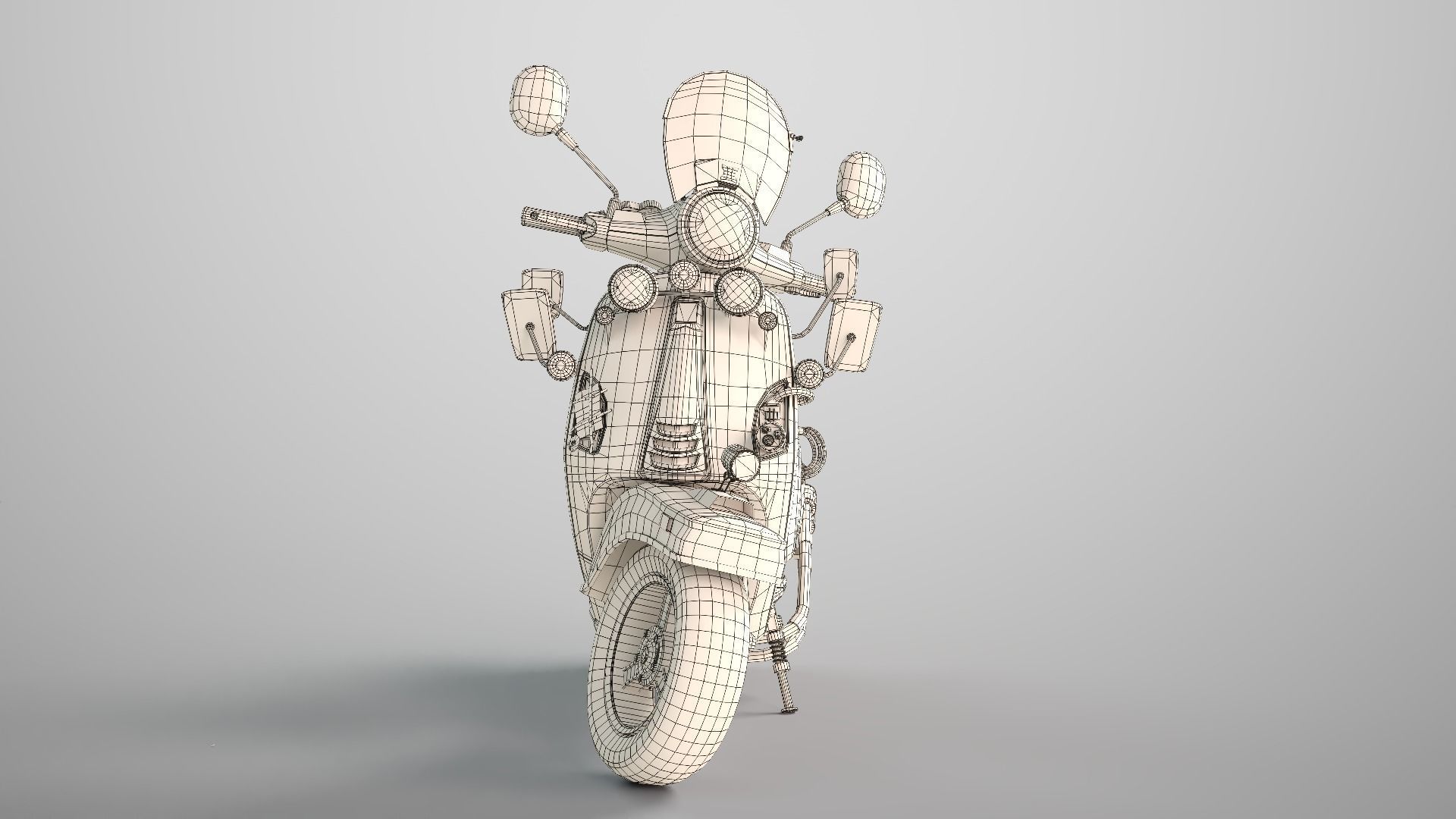 Cyber Scooter rigged and skinned Low-poly 3D model_23