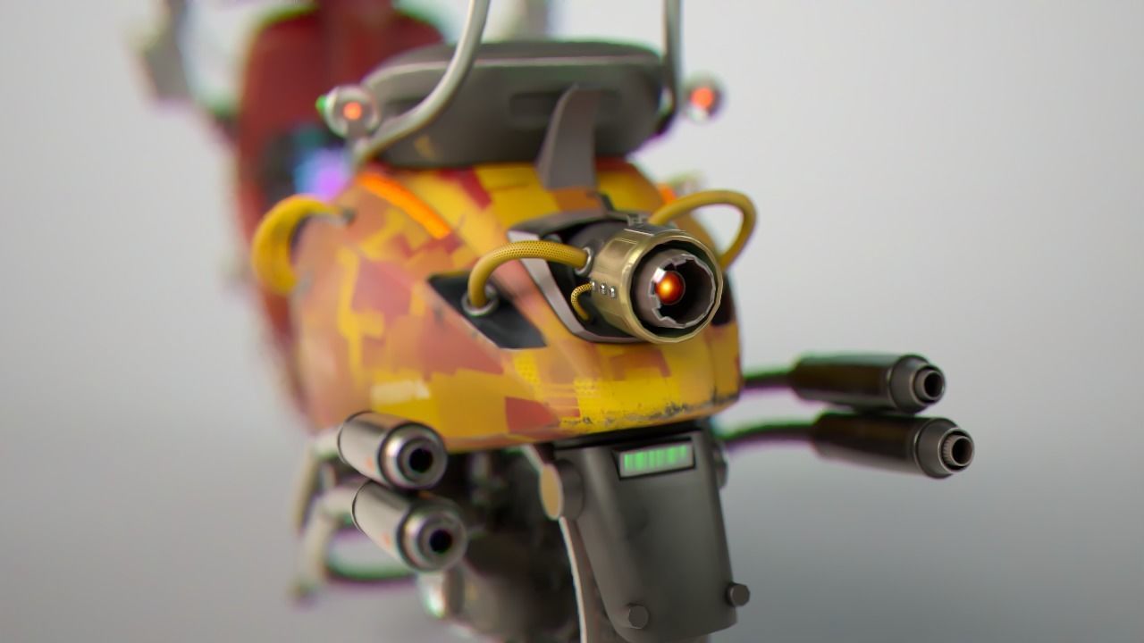 Cyber Scooter rigged and skinned Low-poly 3D model_11
