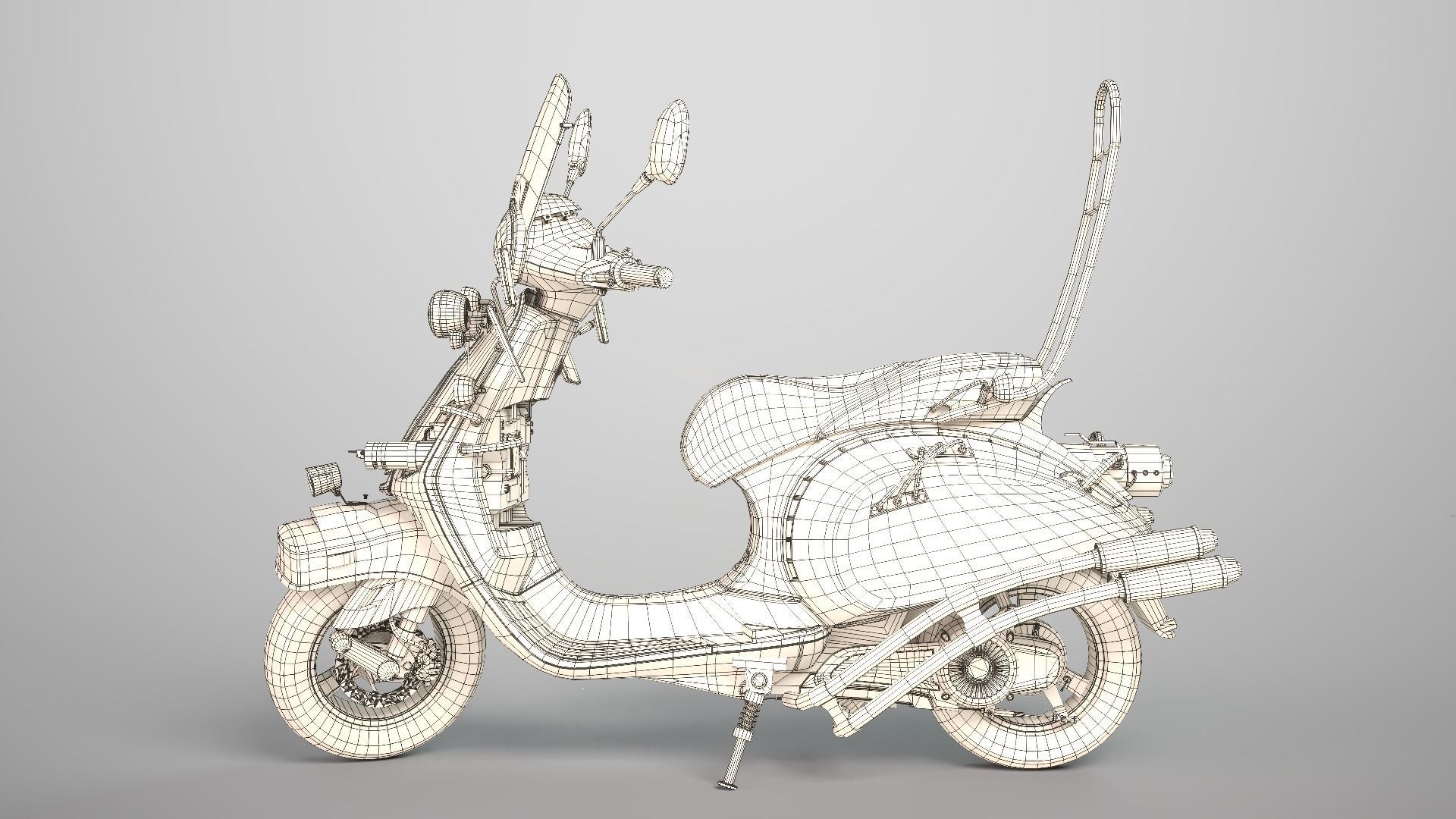 Cyber Scooter rigged and skinned Low-poly 3D model_22