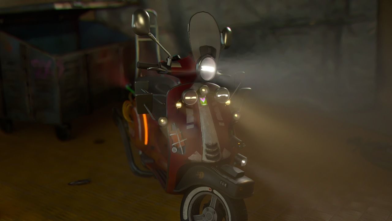 Cyber Scooter rigged and skinned Low-poly 3D model_26