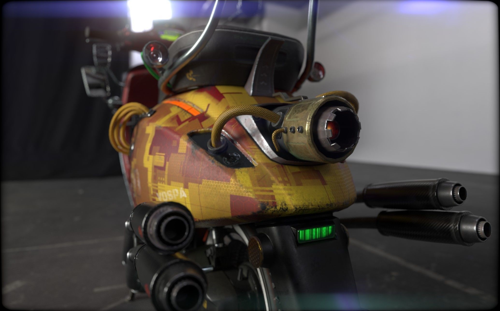 Cyber Scooter rigged and skinned Low-poly 3D model_17