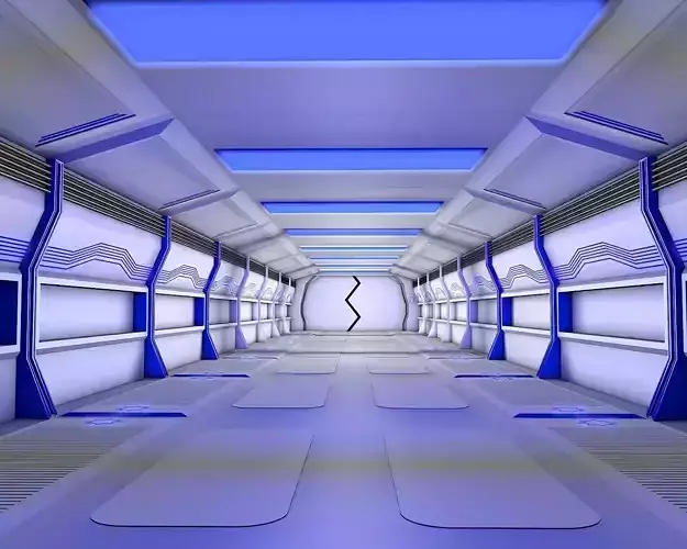 sci-fi game corridor  Low-poly 3D model