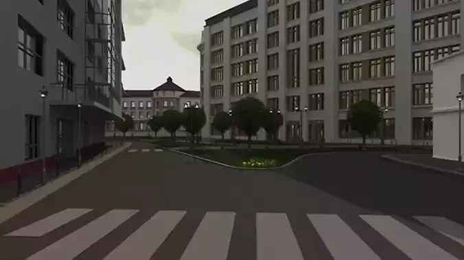 City Square UNITY fbx with uvs ready 3D model