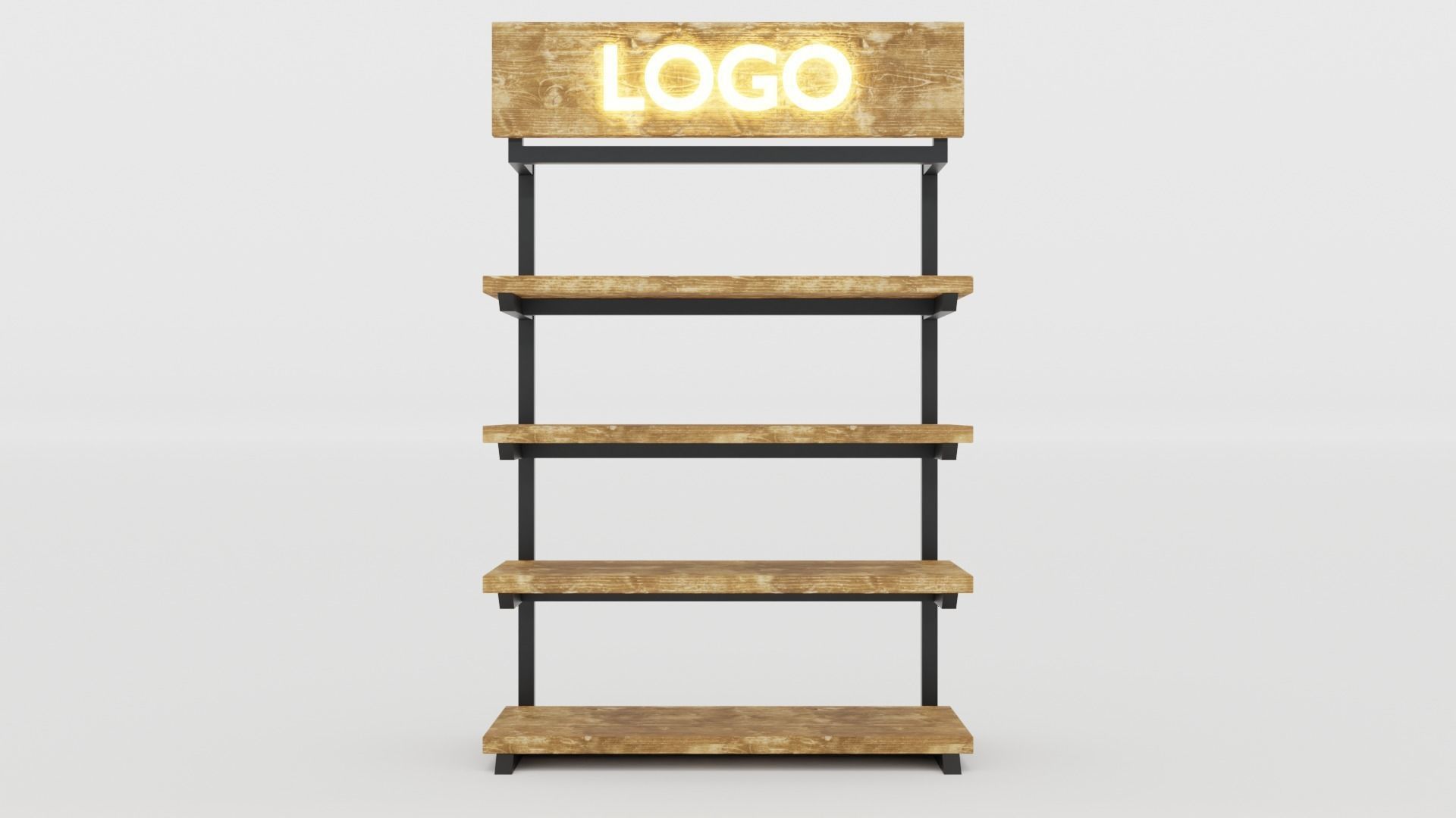 Rustica Shop Shelf Side Set of 4 3D model_5