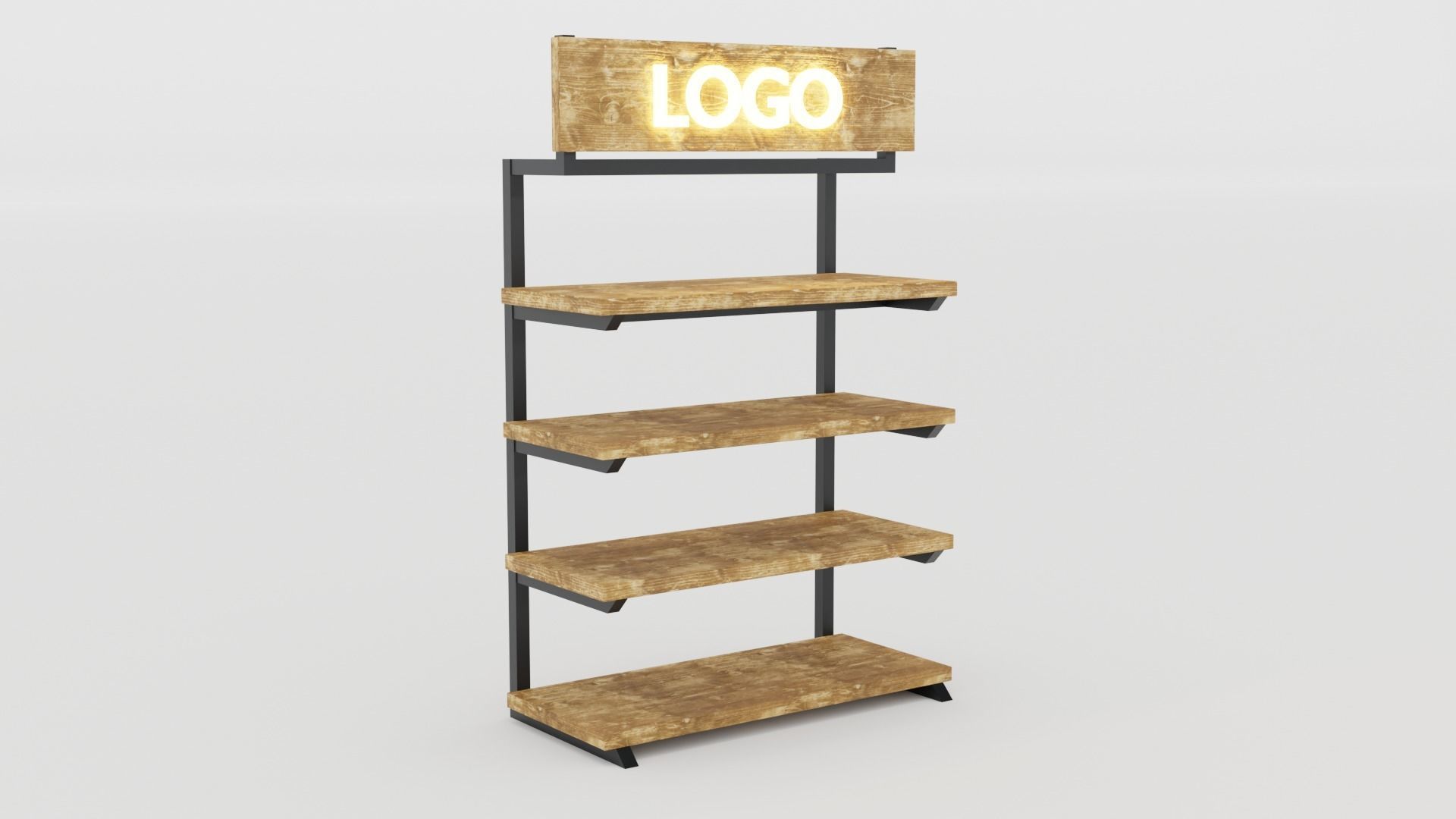 Rustica Shop Shelf Side Set of 4 3D model_6