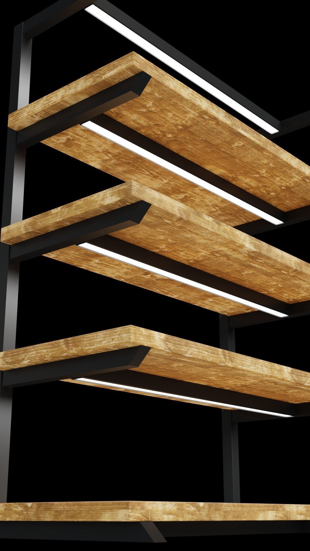 Rustica Shop Shelf Side Set of 4 3D model_9