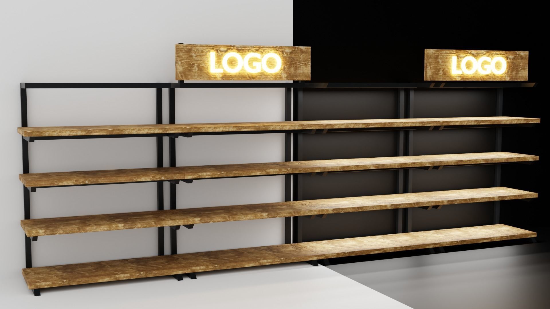 Rustica Shop Shelf Side Set of 4 3D model_1