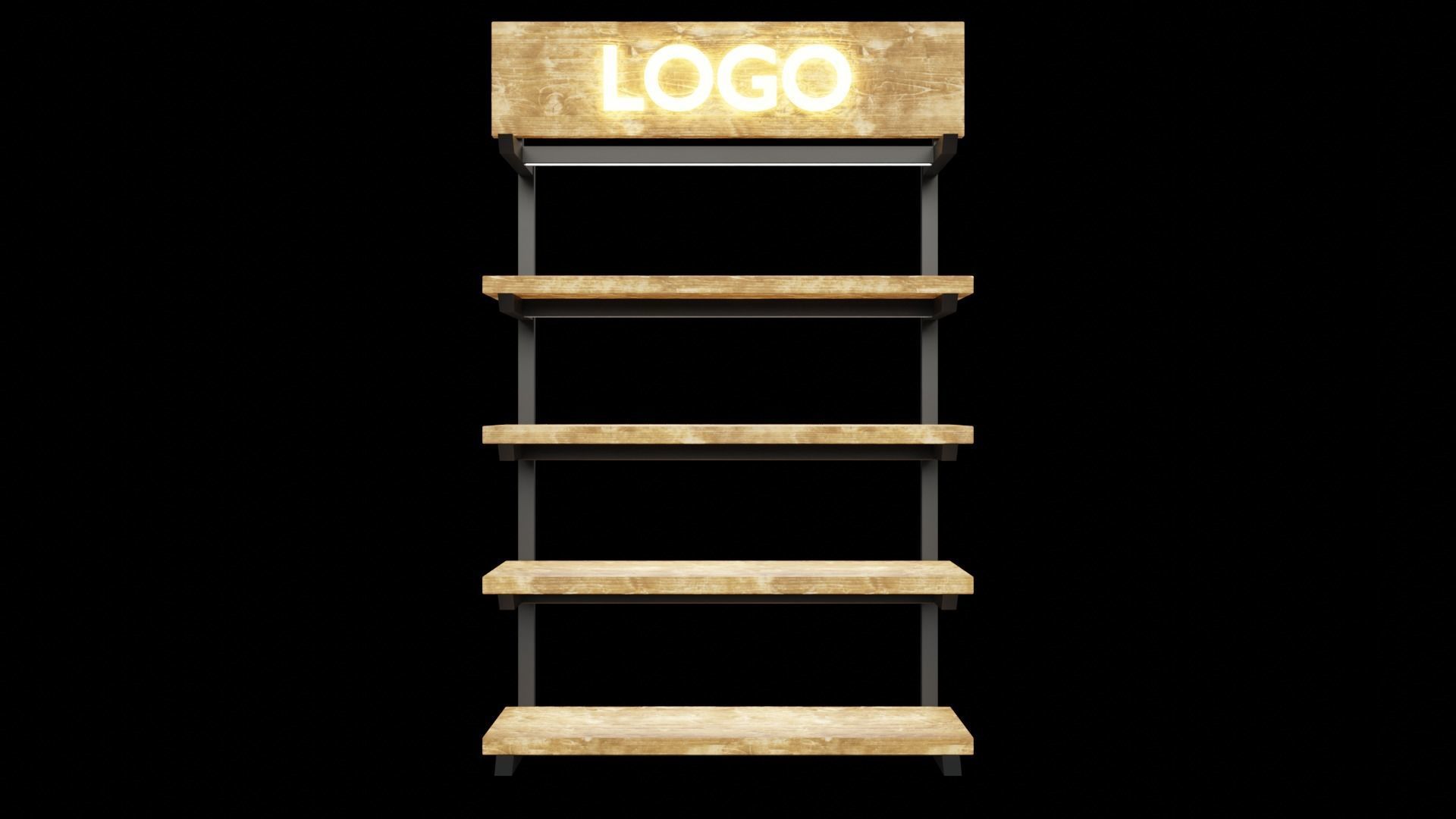 Rustica Shop Shelf Side Set of 4 3D model_10