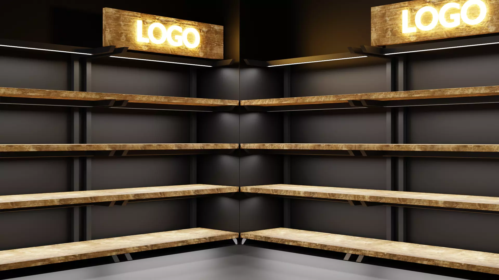 Rustica Shop Shelf Side Set of 4 3D model_0