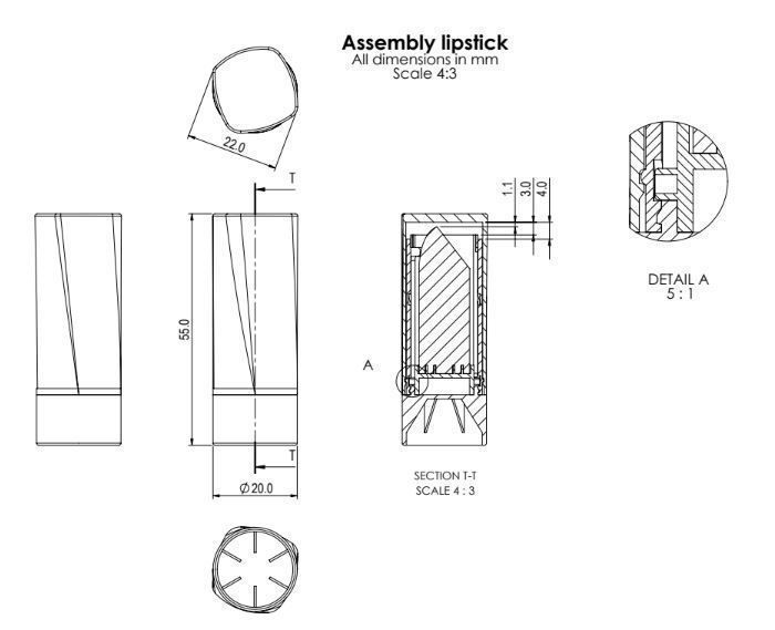Screw on lipstick - Solidworks 2018 file 3D print model_10