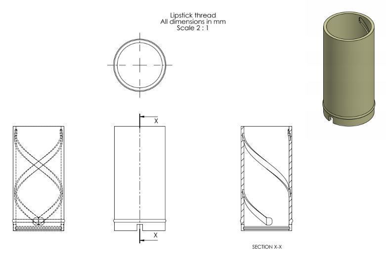 Screw on lipstick - Solidworks 2018 file 3D print model_12