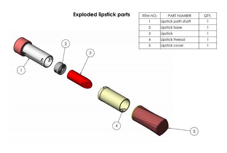 Screw on lipstick - Solidworks 2018 file 3D print model_11