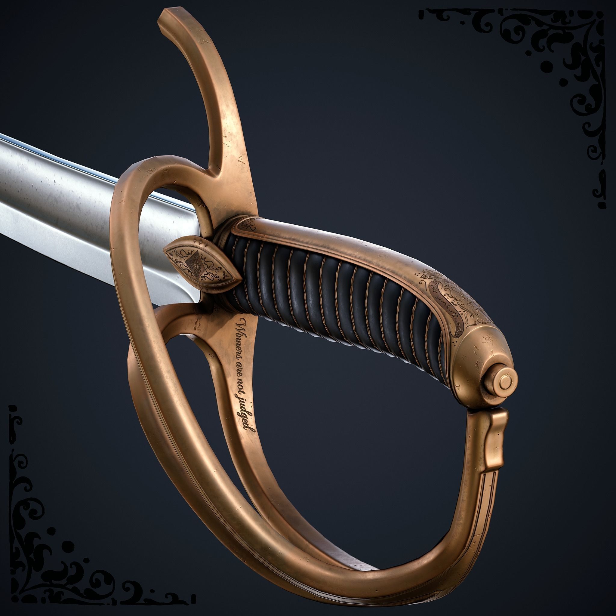 Saber Sword Low-poly 3D model_8