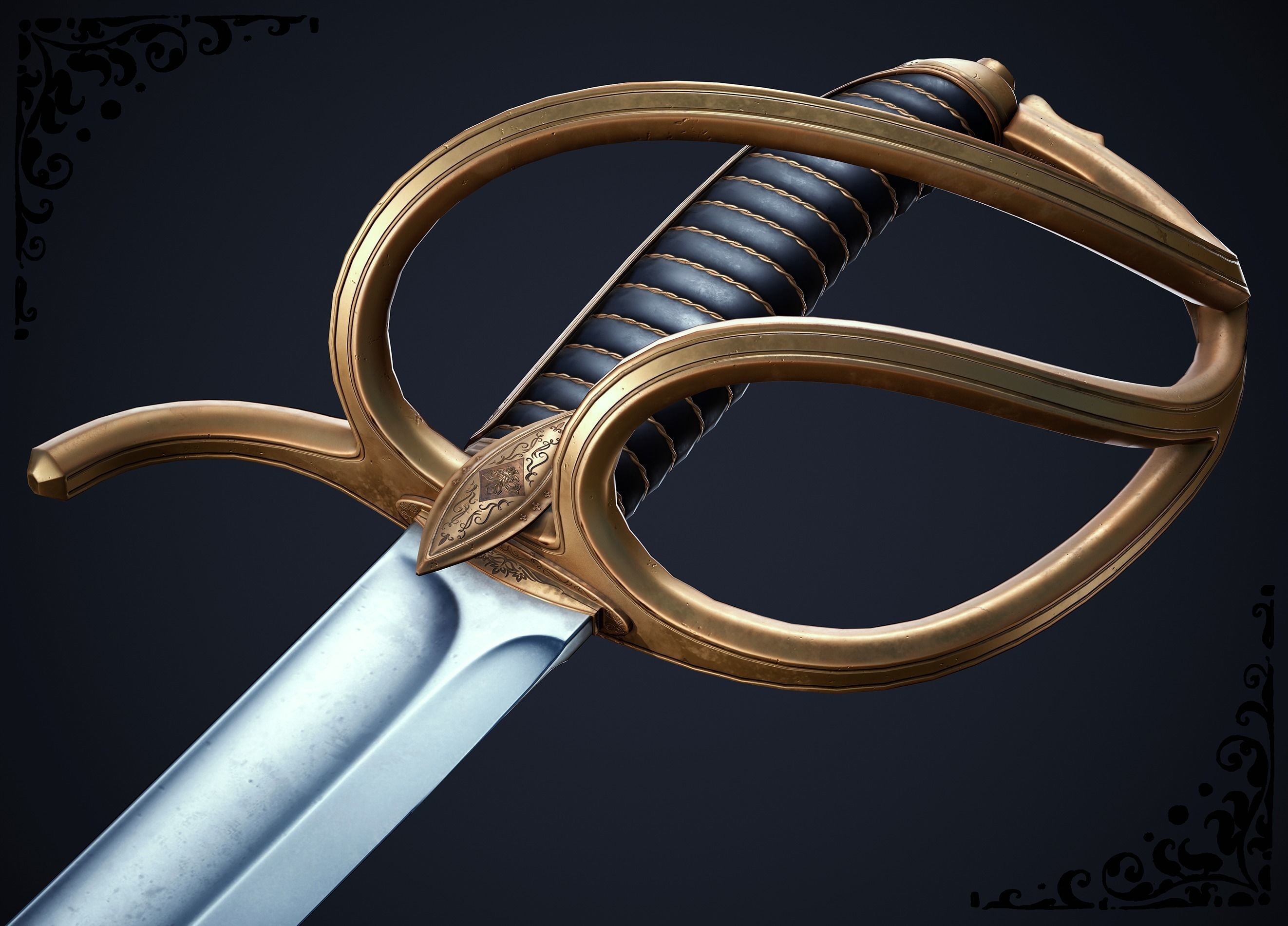 Saber Sword Low-poly 3D model_7