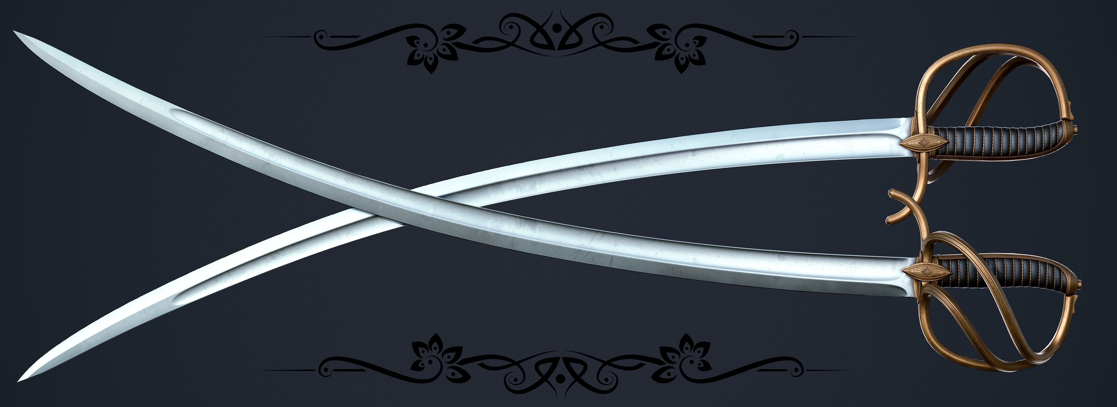 Saber Sword Low-poly 3D model_10