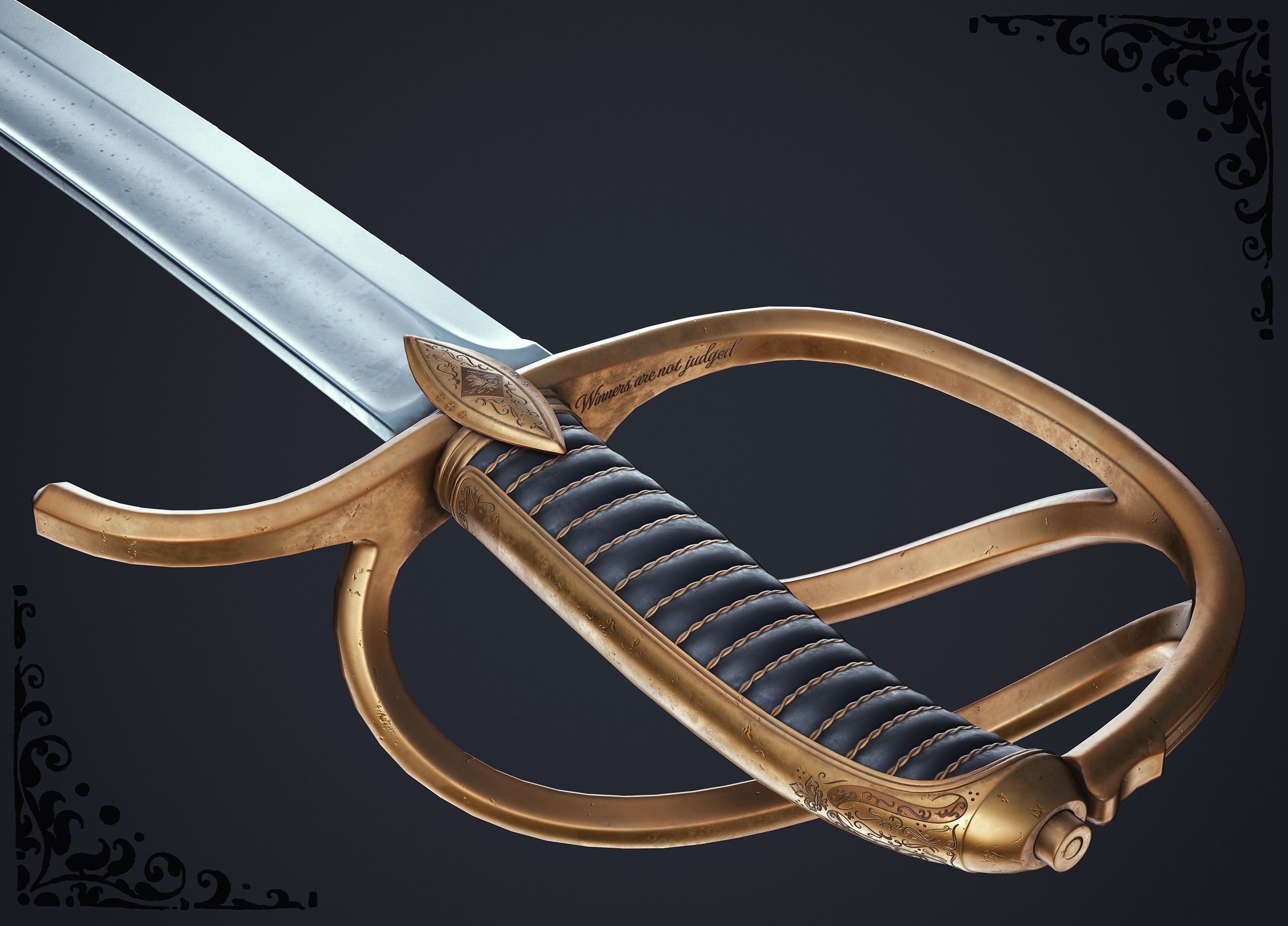 Saber Sword Low-poly 3D model_6
