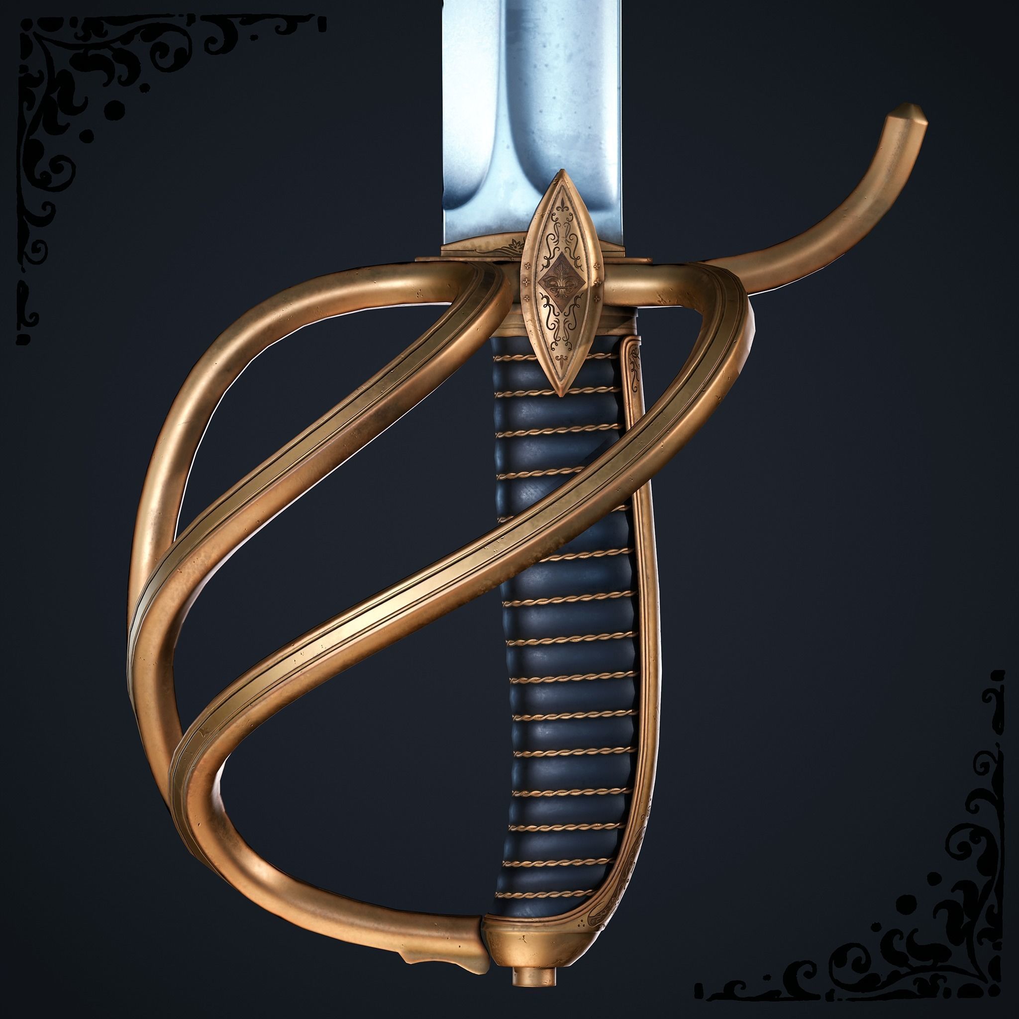 Saber Sword Low-poly 3D model_9