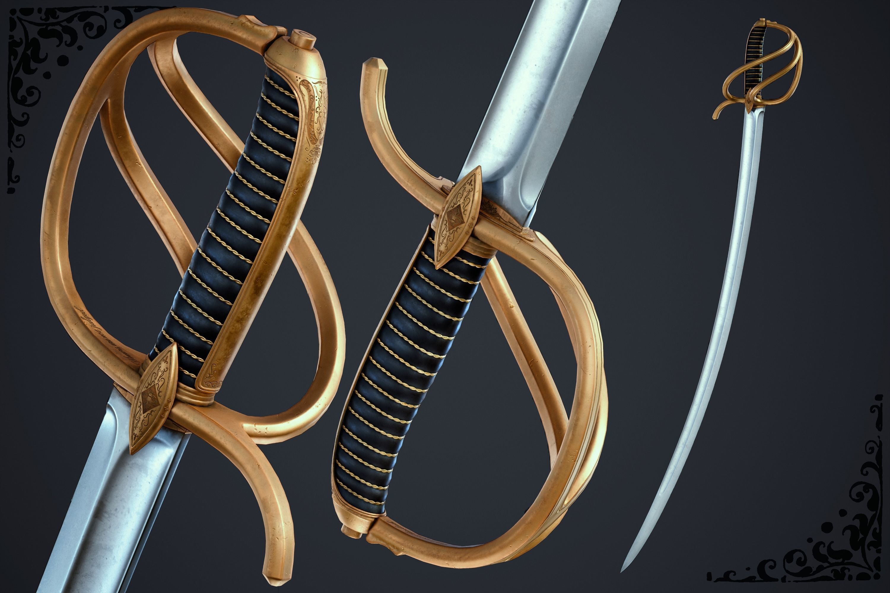 Saber Sword Low-poly 3D model_5