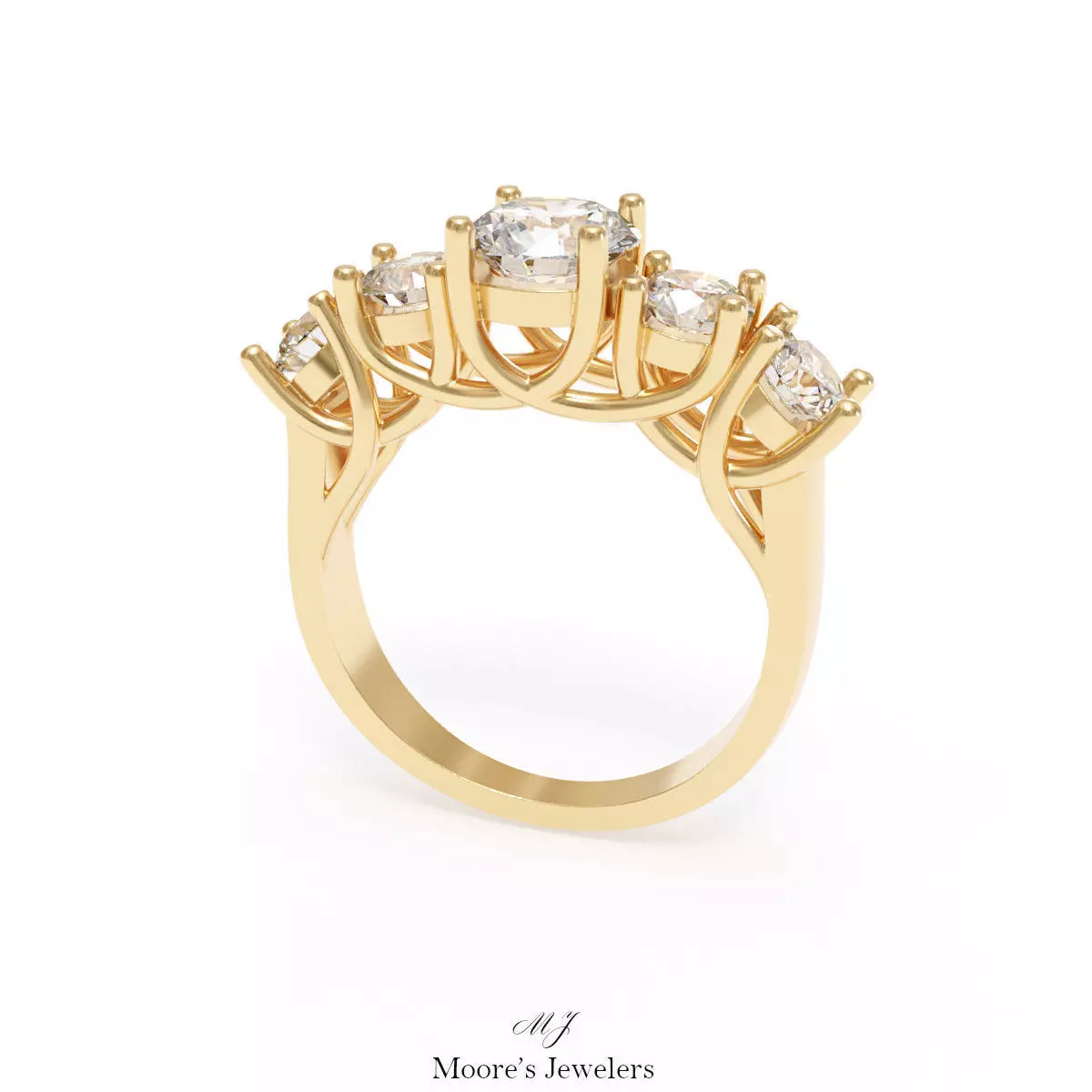 Interweaving 5 Stone Ring 3d Model 3D print model_0