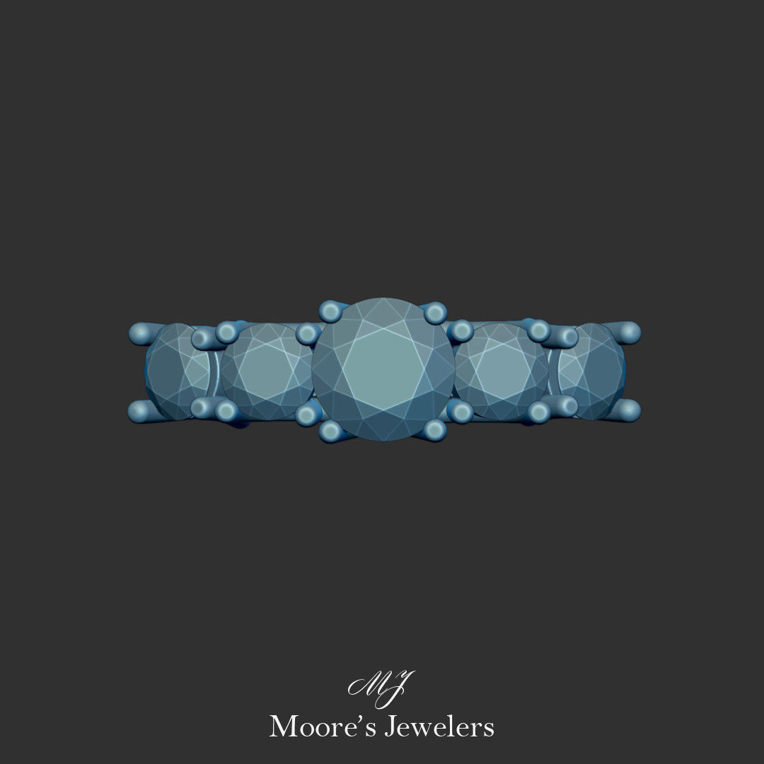 Interweaving 5 Stone Ring 3d Model 3D print model_3