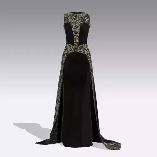 lace black dress tail