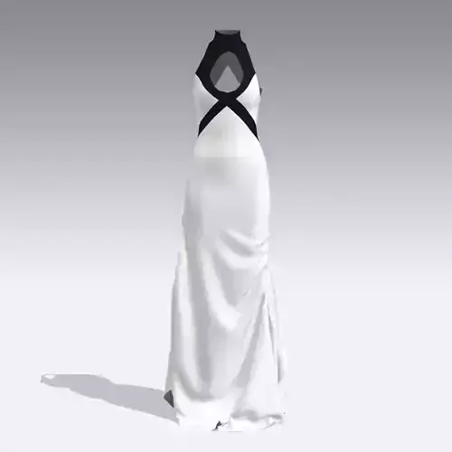 Black White dekolette long dress woman