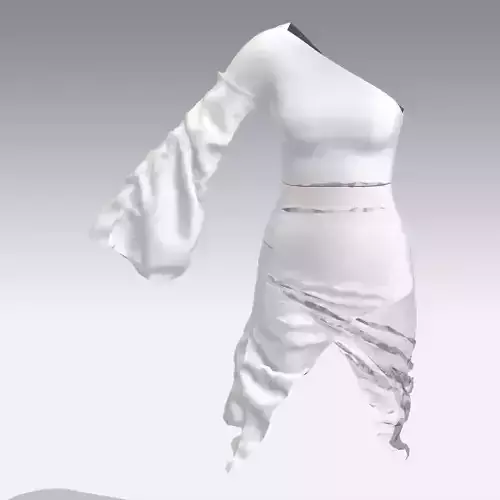 dress white one shoulder asymetric skirt shir transparent woman