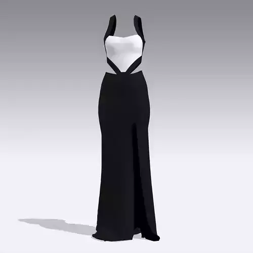 dress black white  dekolette 