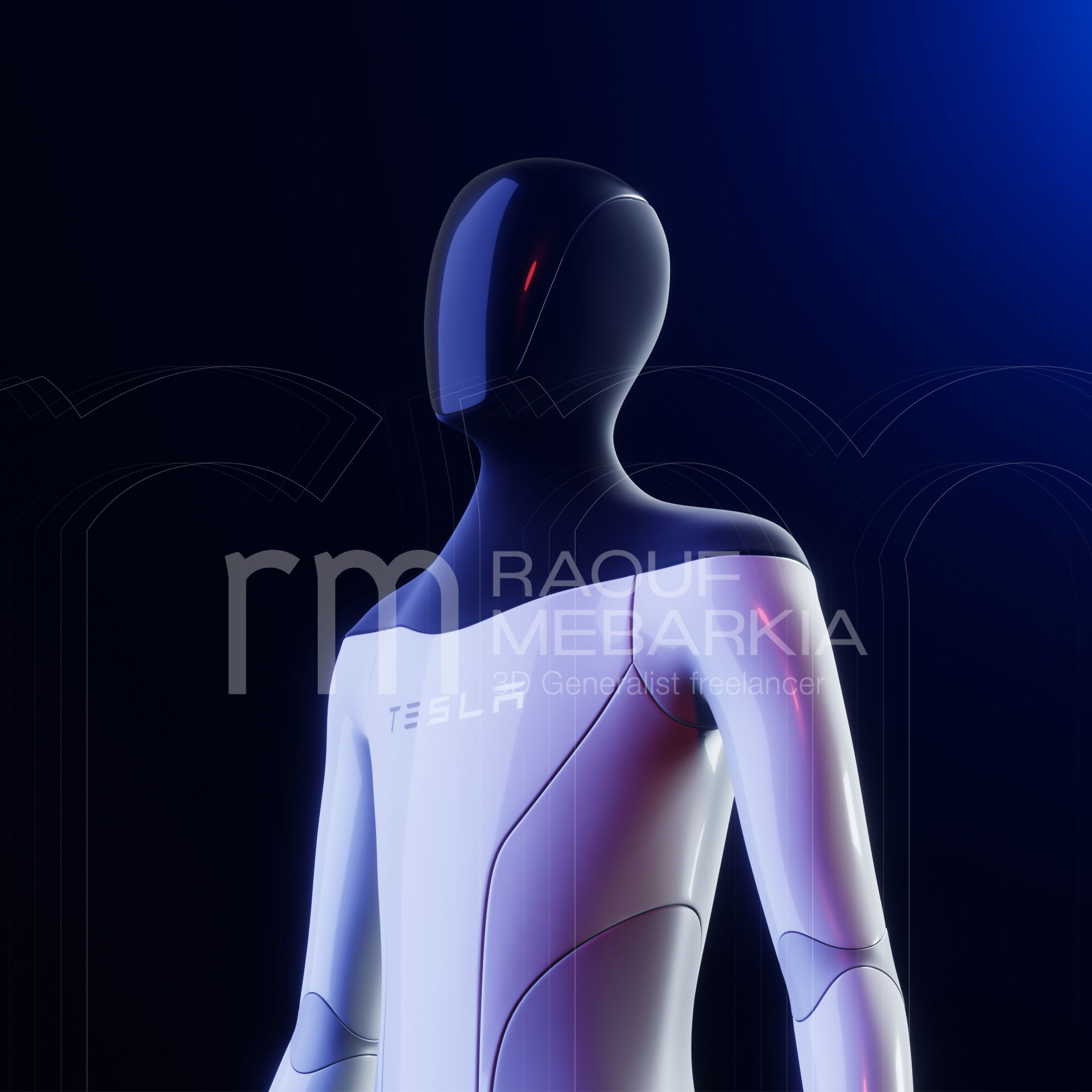 Tesla Bot Hyper 3D model quality - Blender eevee Ready to print Low-poly 3D model_4