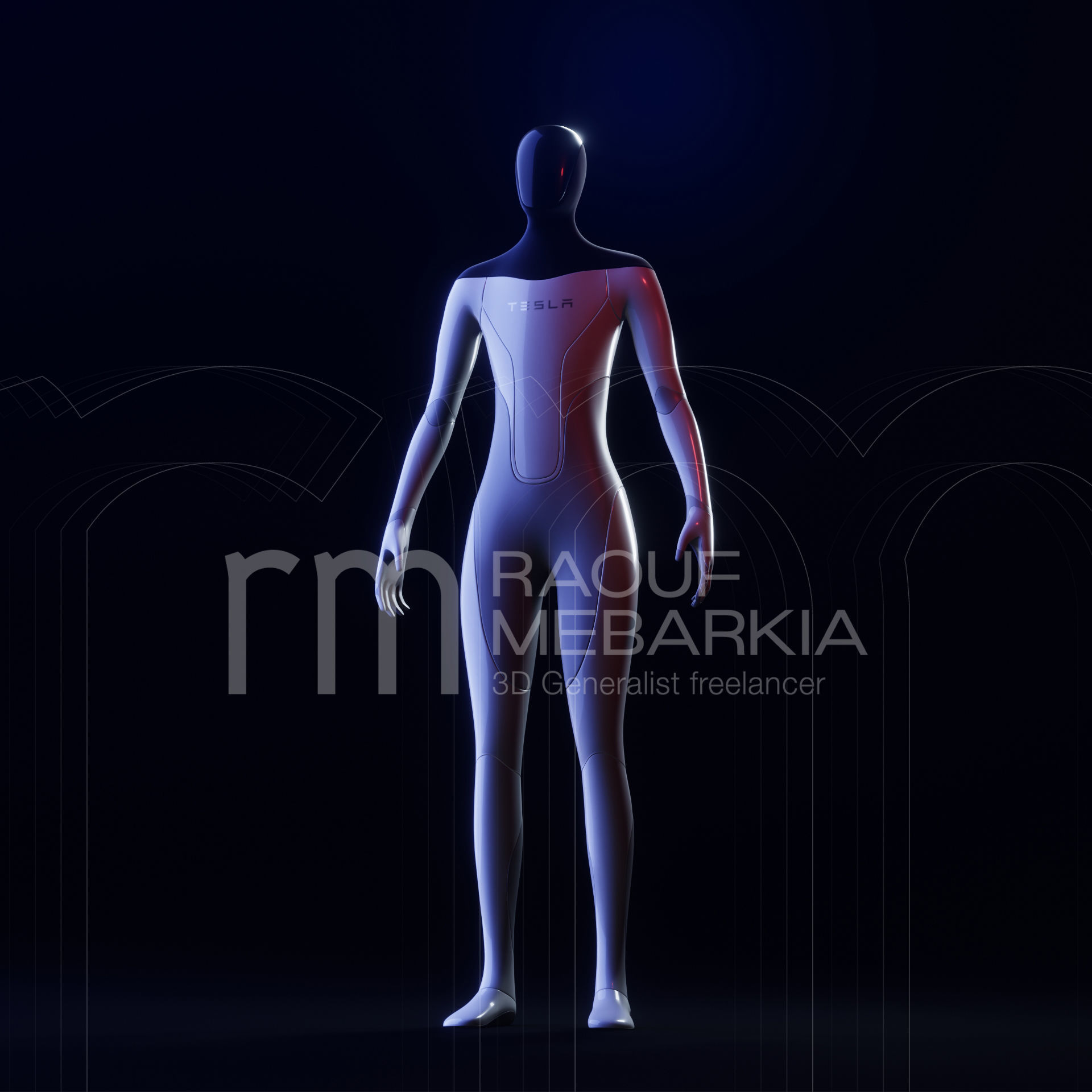 Tesla Bot Hyper 3D model quality - Blender eevee Ready to print Low-poly 3D model_2