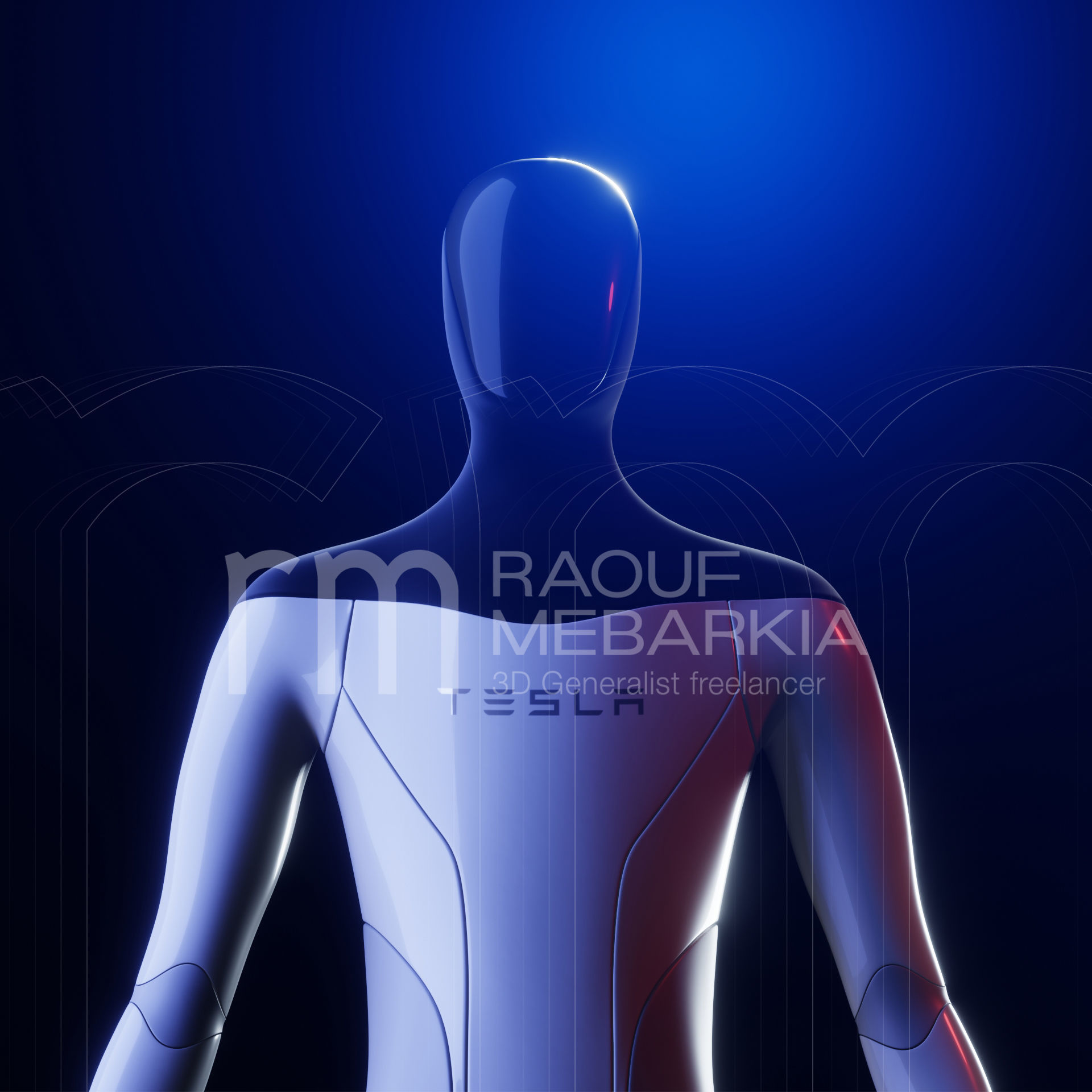 Tesla Bot Hyper 3D model quality - Blender eevee Ready to print Low-poly 3D model_6