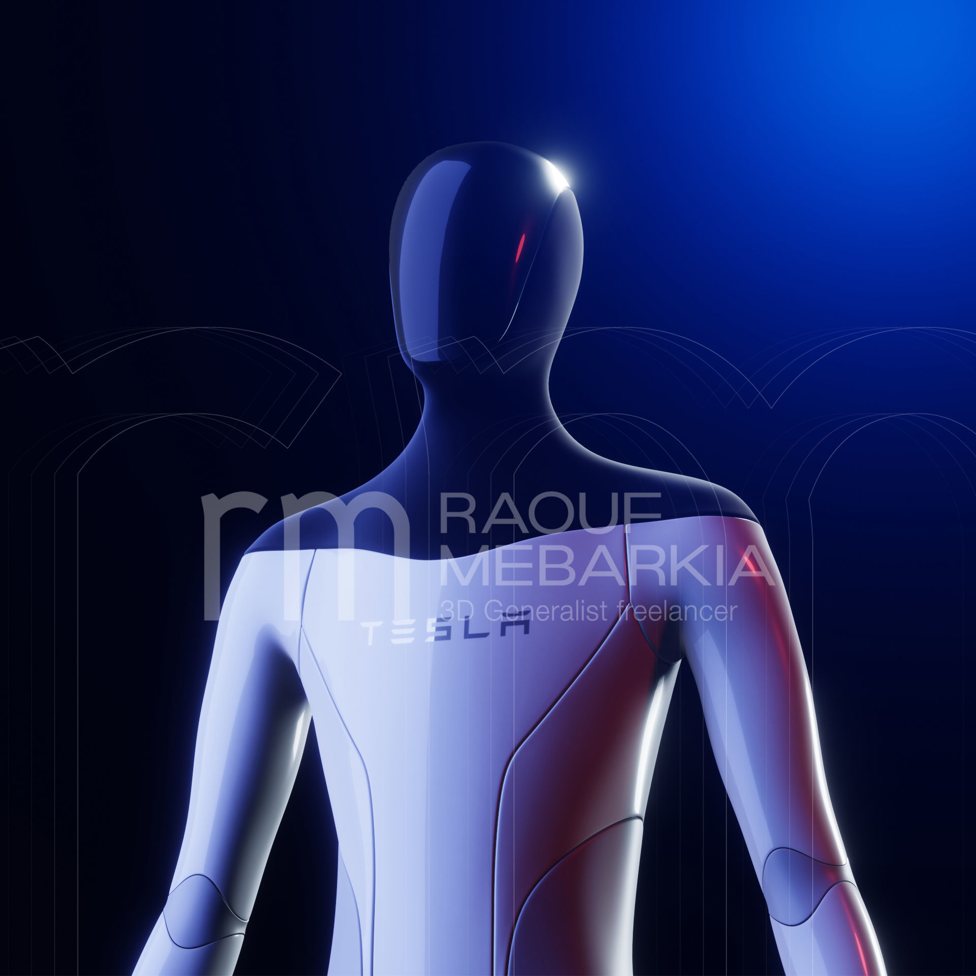 Tesla Bot Hyper 3D model quality - Blender eevee Ready to print Low-poly 3D model_5