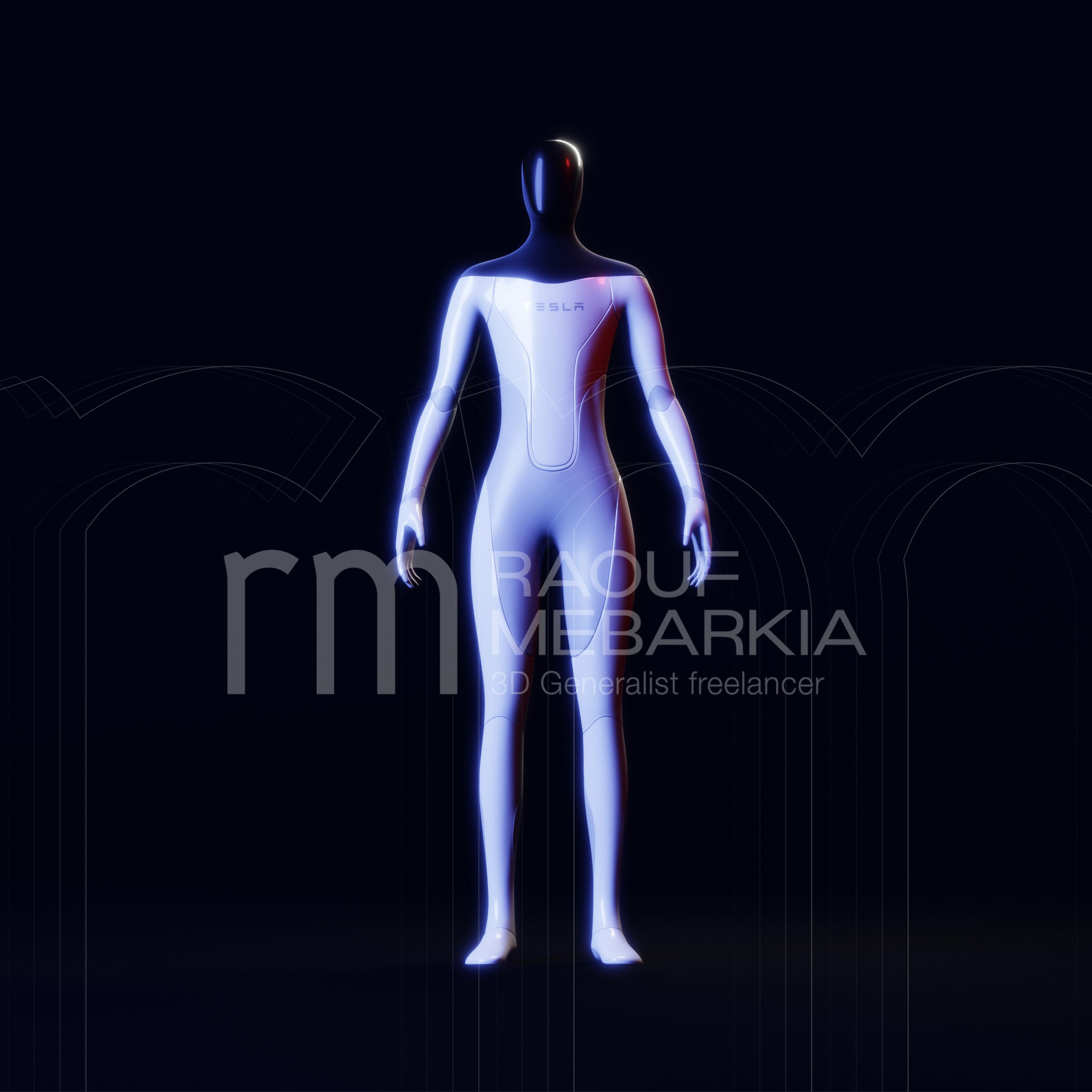 Tesla Bot Hyper 3D model quality - Blender eevee Ready to print Low-poly 3D model_12