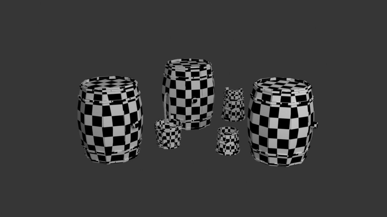 Barrel set of wooden barrels Free low-poly 3D model_9