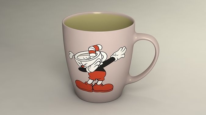 Cup 3d model cat in hat coffee mug Free low-poly 3D model