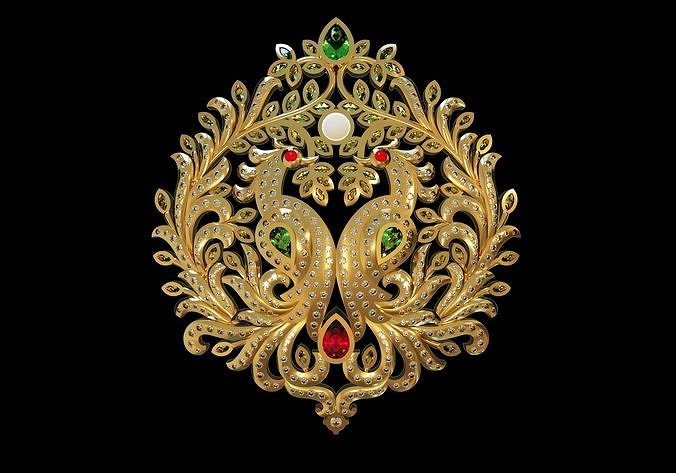 SOUTH INDIAN CLOSED SETTING PENDANT JEWELRY 3D print model