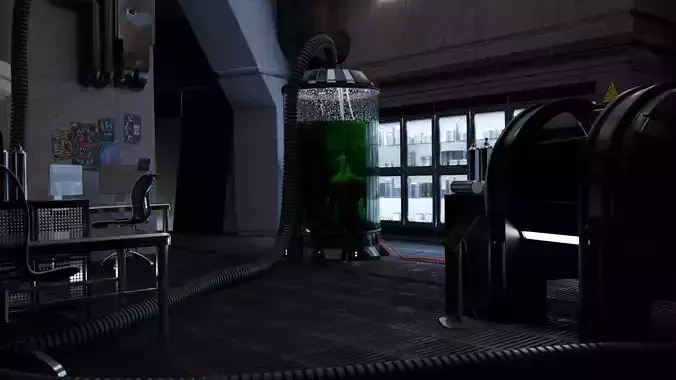 Cyberpunk Research Facility Scene - High Detail 3D model