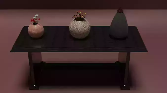 Table with three vases