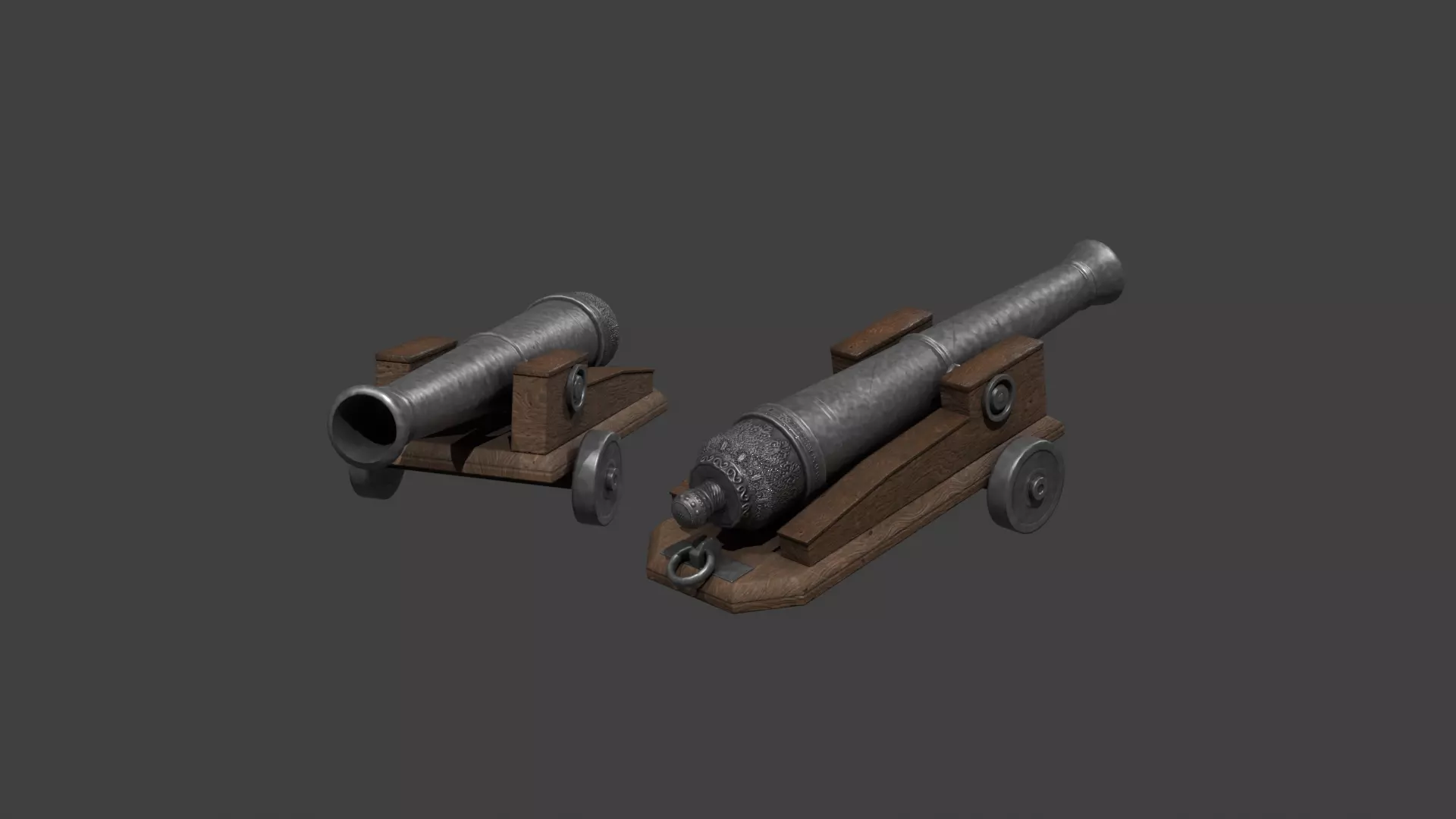 Pirate Cannon Low-poly 3D model_0