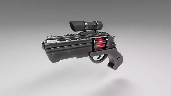 Futuristic revolver Low-poly 3D model